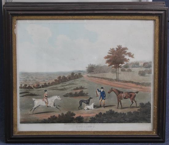 Pollard After Sartorius Coursing: View of Epsom Racecourse, View of Lord Ardens and View near Epsom, 1833, overall 17 x 21in.